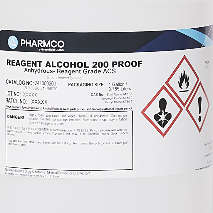 Reagent Ethanol 200 Proof 4x1 Gal